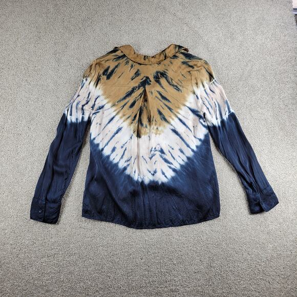 Young Fabulous & Broke Womens Susan Shirt Medium Blue T an Tie Dye Button Down - Picture 3 of 12